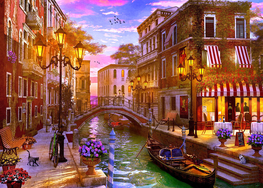 Evening Gondola Ride Painting by MGL Meiklejohn Graphics Licensing
