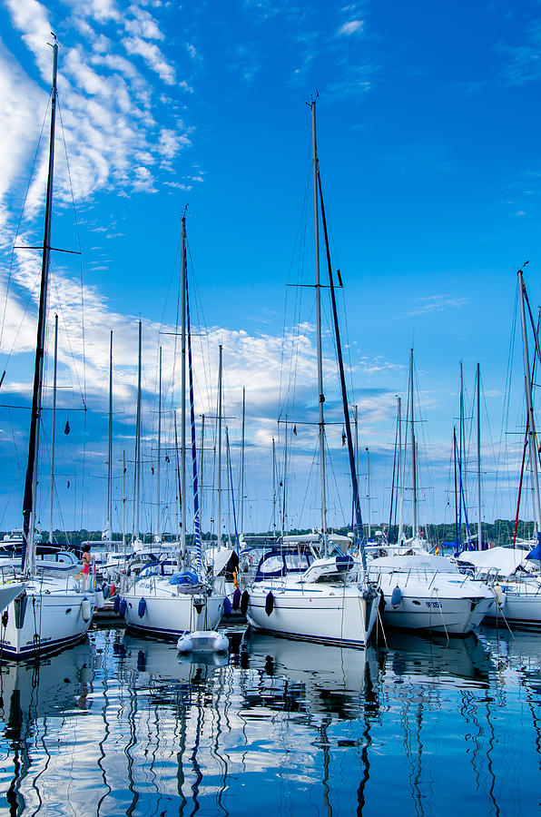 Evening harbour with sailboats Photograph by Andreas Berthold