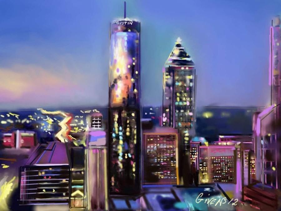 Evening in Atlanta edge side Painting by Mark Givens