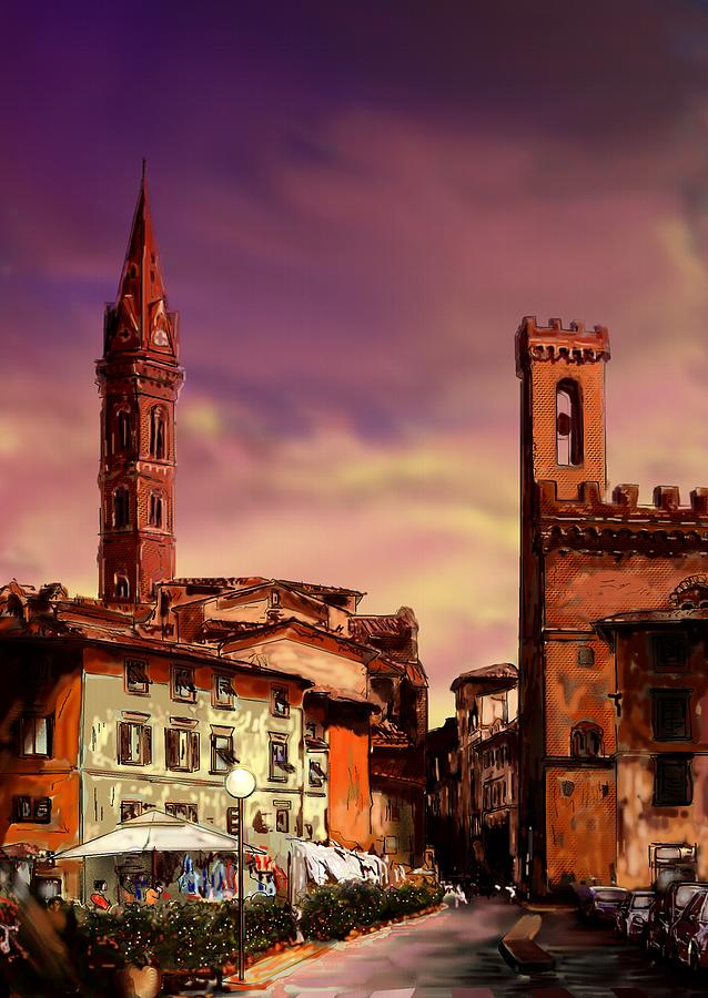 Cityscape Painting - Evening in Florence by Jadranka C Grbic