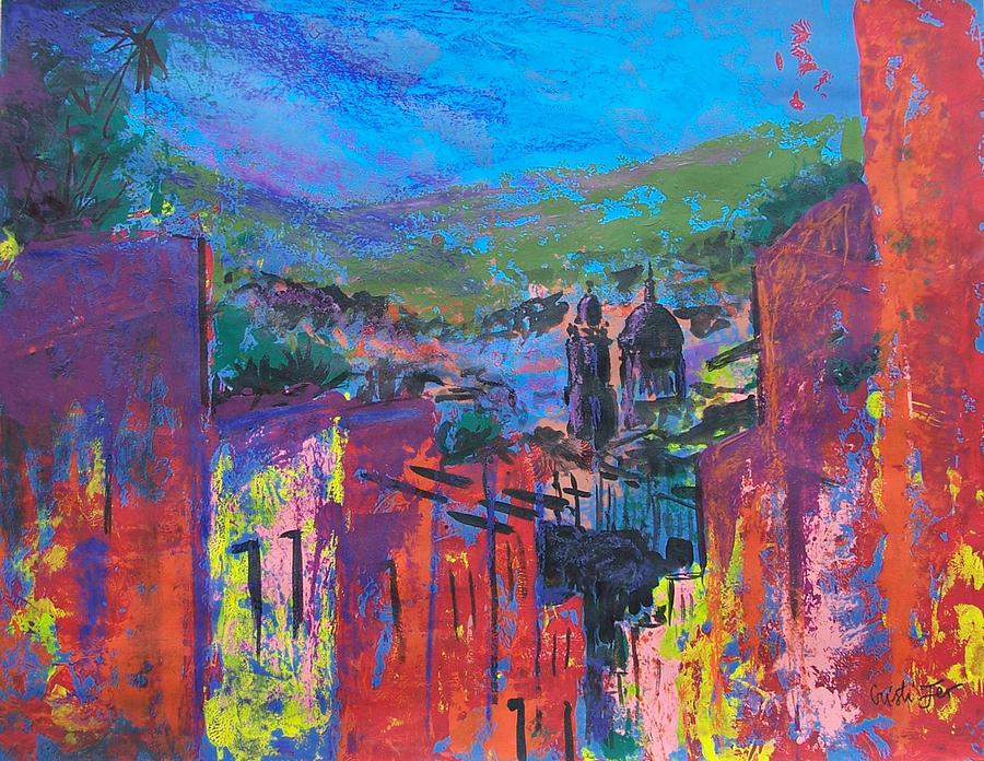 Evening In Mexico Mountain Town Painting