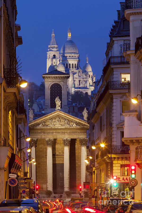 Evening view of Basilique du Sacre Coeur - Paris Photograph by Brian Jannsen