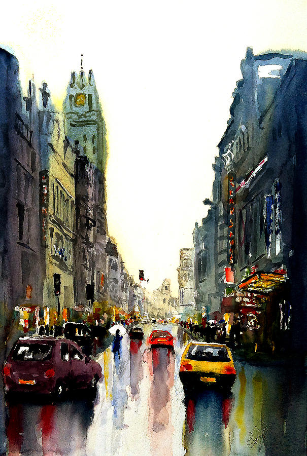 Evening in the city Painting by Steven Ponsford