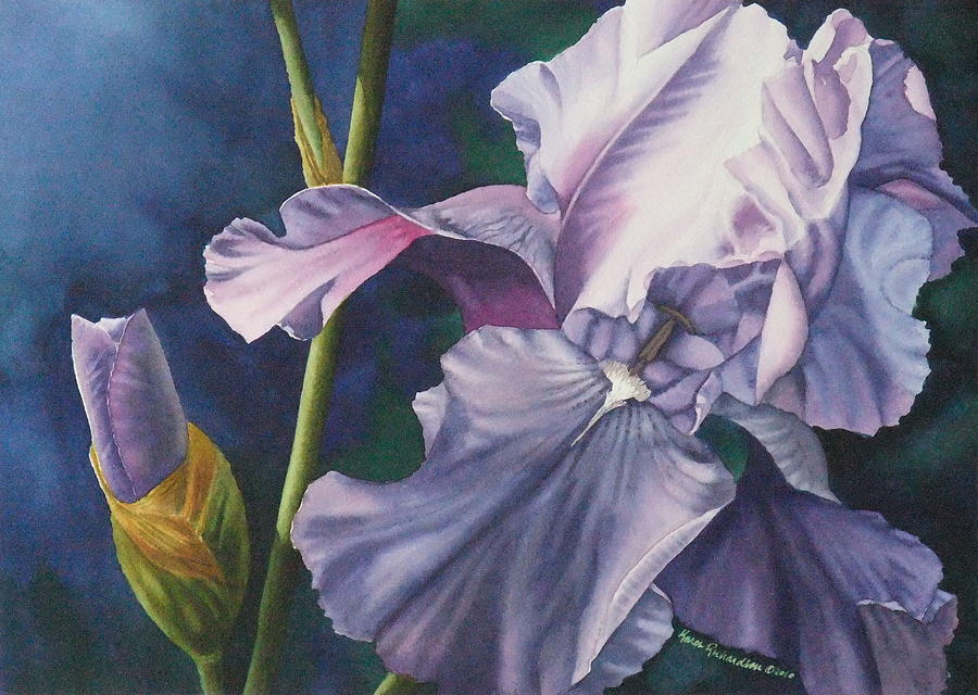 Evening Iris Painting by Karen Richardson