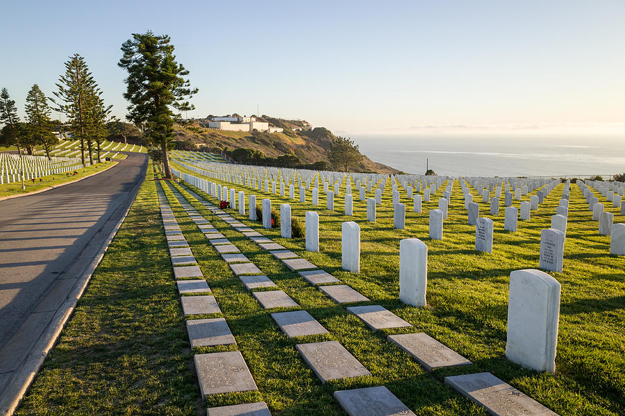 San Diego Photograph - Evening Light At Fort Rosecrans National Cemetery by Priya Ghose