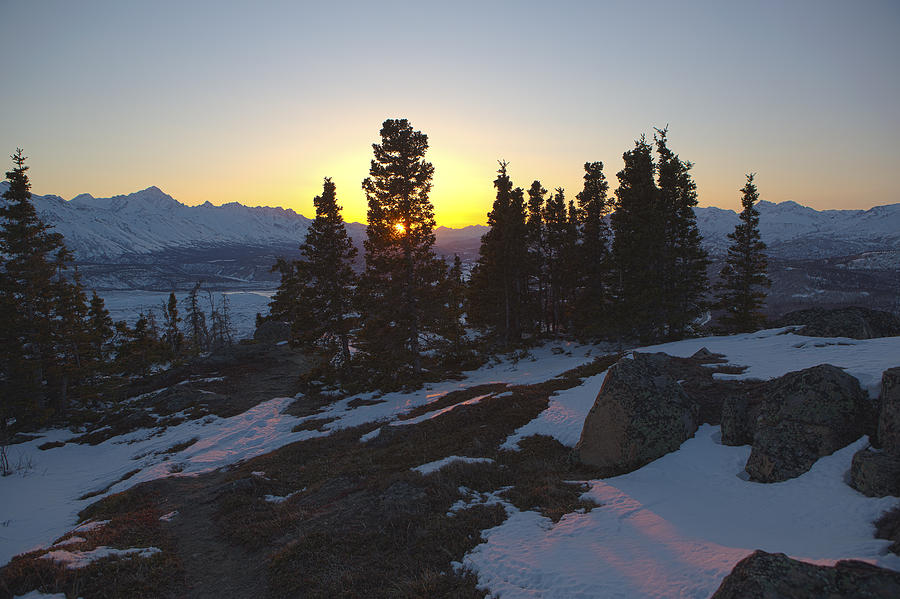 Sunset Photograph - Evening Light on a Mountain Ridge by Tim Grams