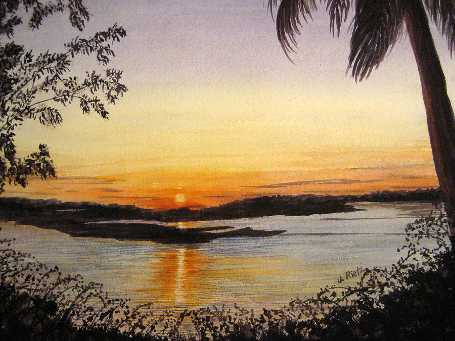 Sunset Painting - Evening Marsh by Julia RIETZ