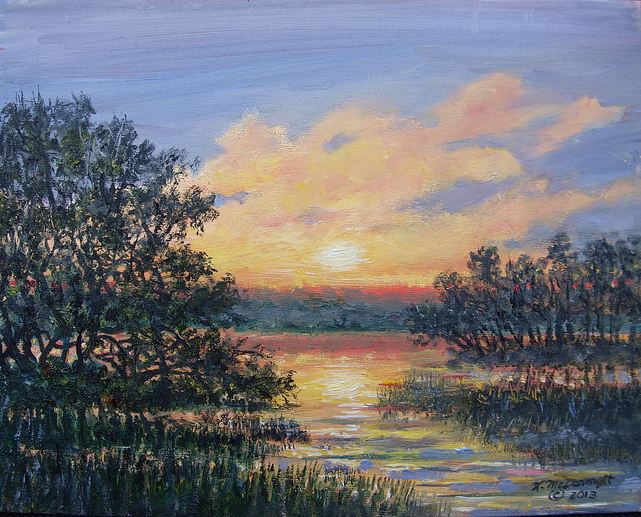 Evening Marsh Light Painting by Kathleen McDermott