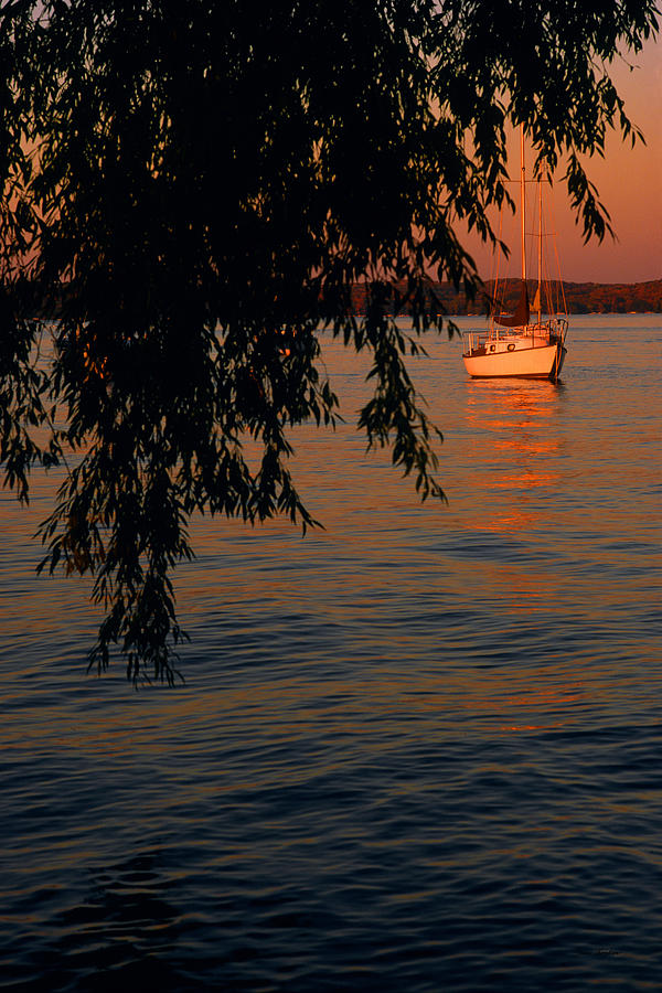 Sunset Photograph - Evening Mooring - Lake Geneva Wisconsin by Bruce Thompson