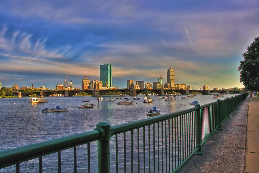 Boston Photograph - Evening on the Charles - Boston Skyline by Joann Vitali