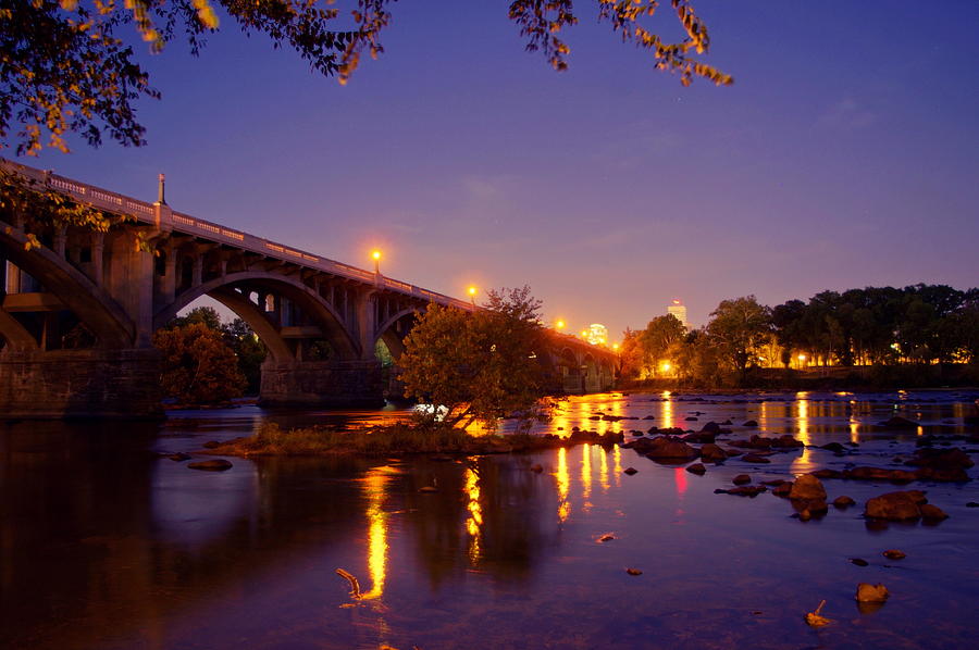 Bridge Photograph - Evening on The River  by Walter Holland