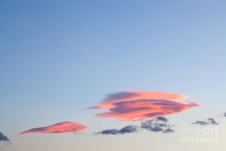 Evening pink clouds in blue sky Photograph by Peter Noyce