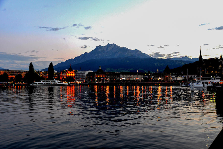 Evening Reflections on Lake Lucerne Photograph by Marilyn Burton