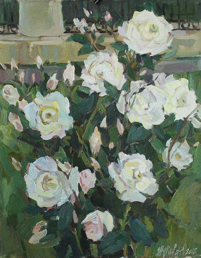 Evening roses Painting by Juliya Zhukova