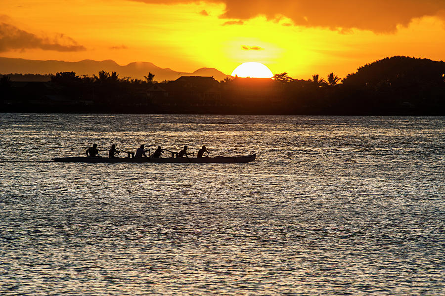 Sunset Photograph - Evening Rowing In The Bay Of Apia by Michael Runkel