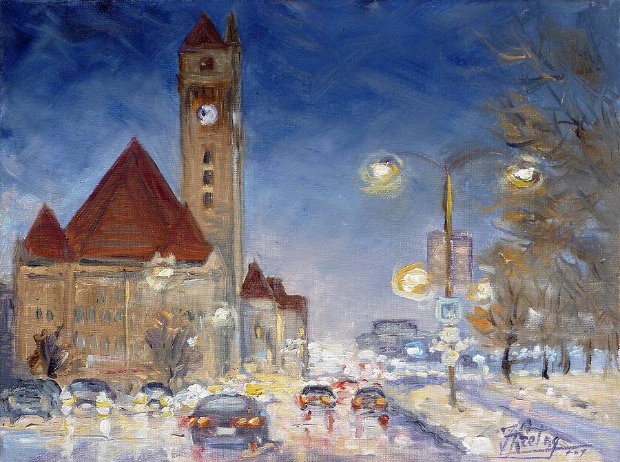 Evening rush hour - St.Louis Painting by Irek Szelag