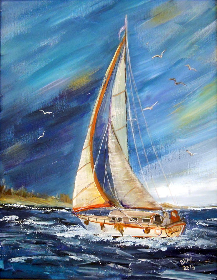 Evening Sailing Painting by Dorothy Maier