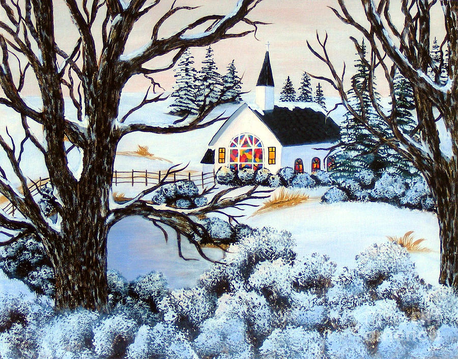 Christmas Painting - Evening Services by Barbara A Griffin