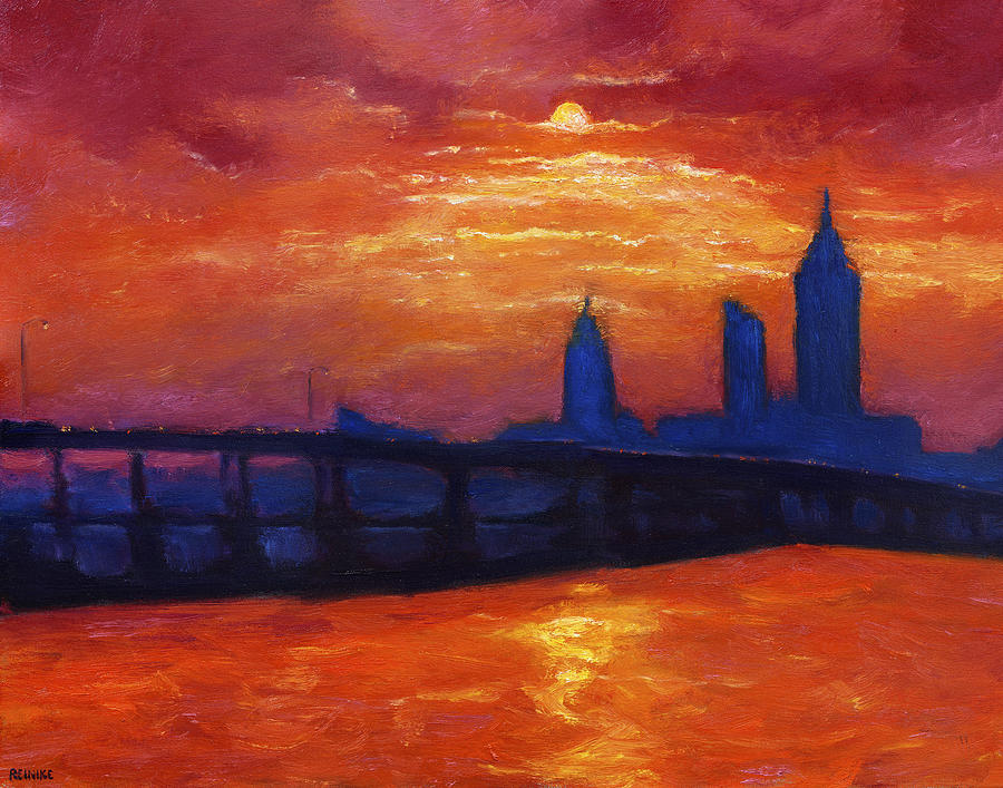 Impressionism Painting - Evening Skyline Mobile by Vernon Reinike