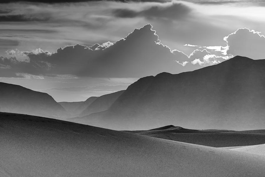 Evening Stillness - White Sands - Black and White Photograph by Nikolyn McDonald