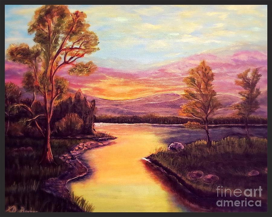 Evening Sun Sets Over a Lake Somewhere Off the Gulf of Mexico Painting by Kimberlee Baxter