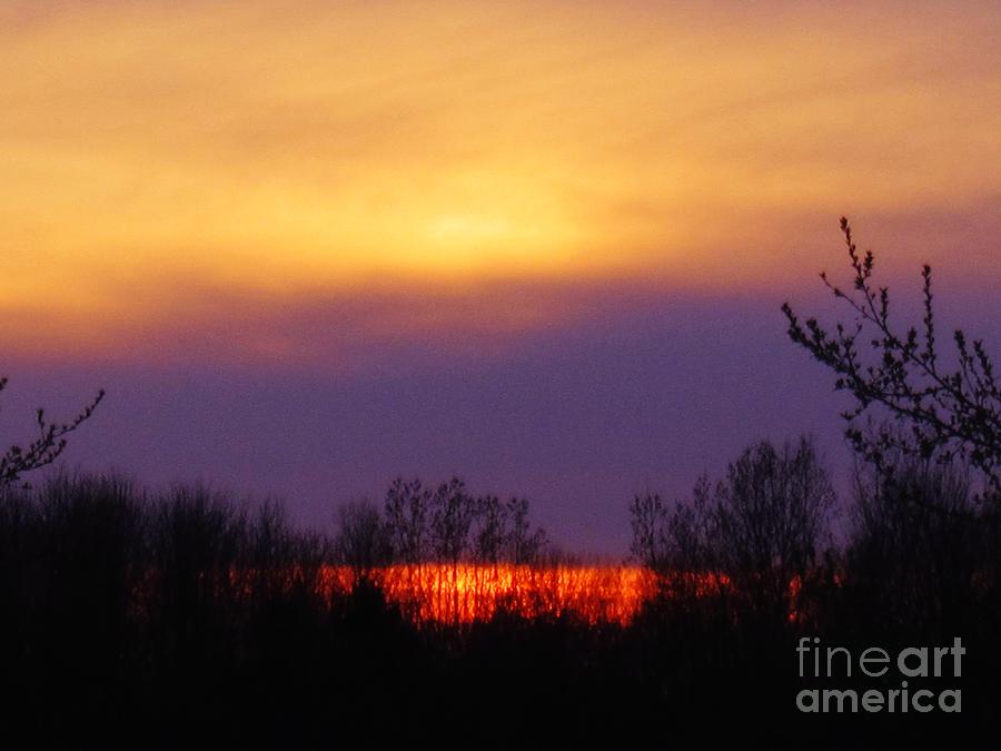 Sunset Photograph - Evening Sunset Lake by Judy Via-Wolff