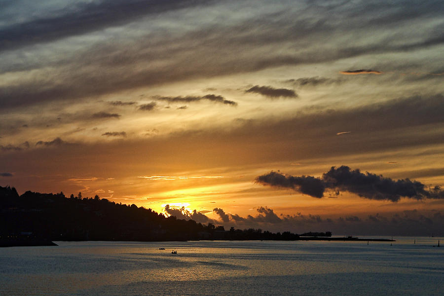 Evening Sunset Over Papeete Island Photograph by Linda Phelps