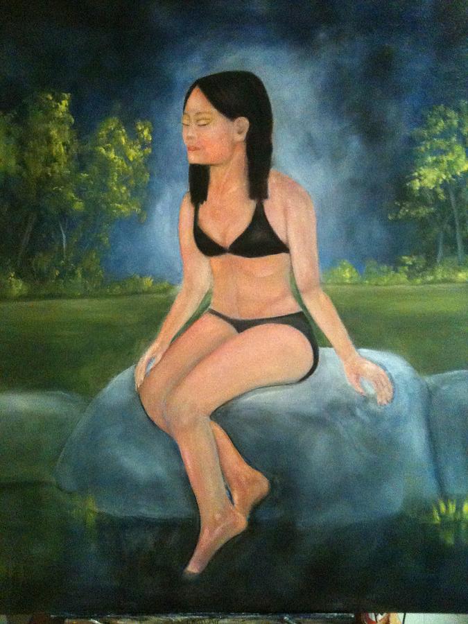 Evening Swim Painting by Sheila Mashaw