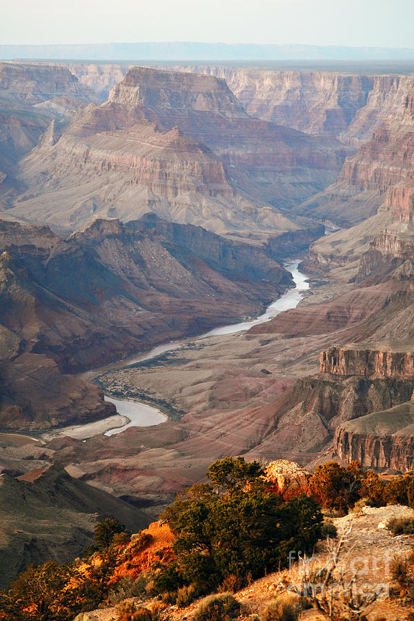 Evening Twilight Reflected from Colorado River Meandering through Grand Canyon National Park Photograph by Shawn OBrien