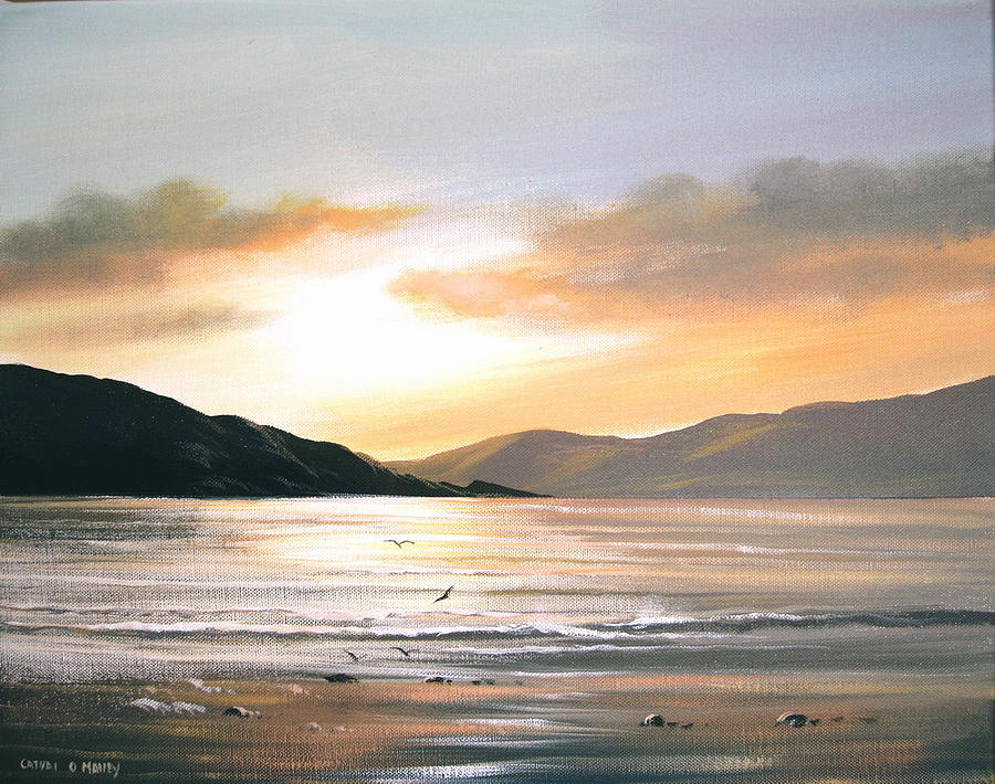 Evening Waves Painting by Cathal O malley