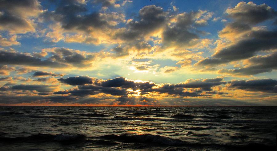 Water Photograph - Morning Rays Over Lake Michigan by Denise Hoff Water Photograph - Morning Rays Over Lake Michigan by Denise Hoff