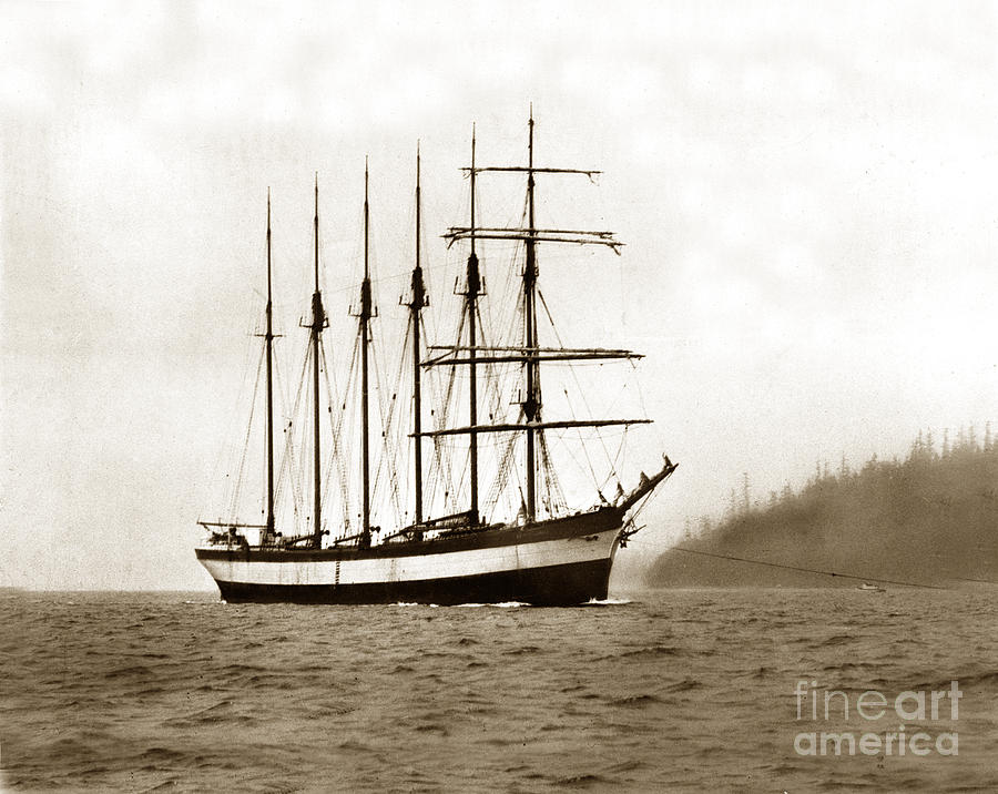Sailing Ship Photograph - Everett G. Griggs Sailing Ship Washington state 1905 by Monterey County Historical Society