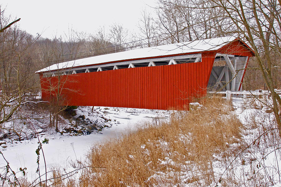 Everett Rd. Covered Bridge In Winter Photograph