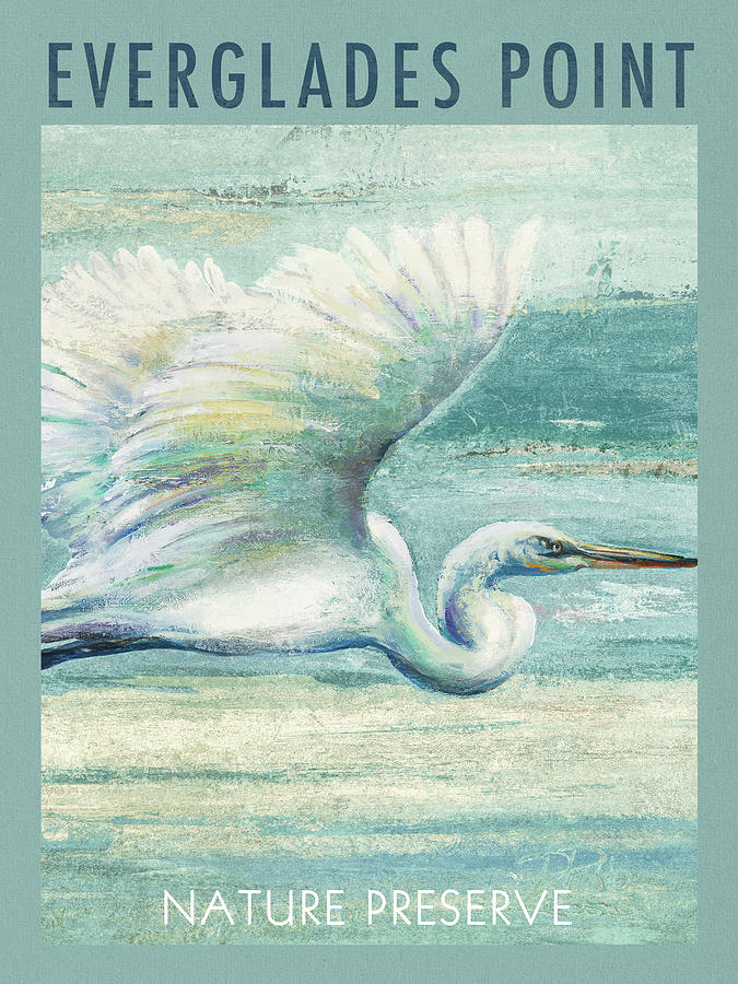 Egret Painting - Everglades Poster I by Patricia Pinto