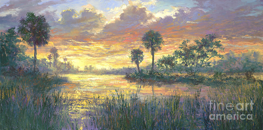 River Painting - Everglades Sunrise by Laurie Snow Hein