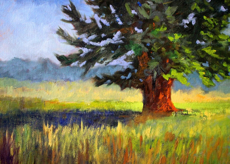 Evergreen Painting by Nancy Merkle