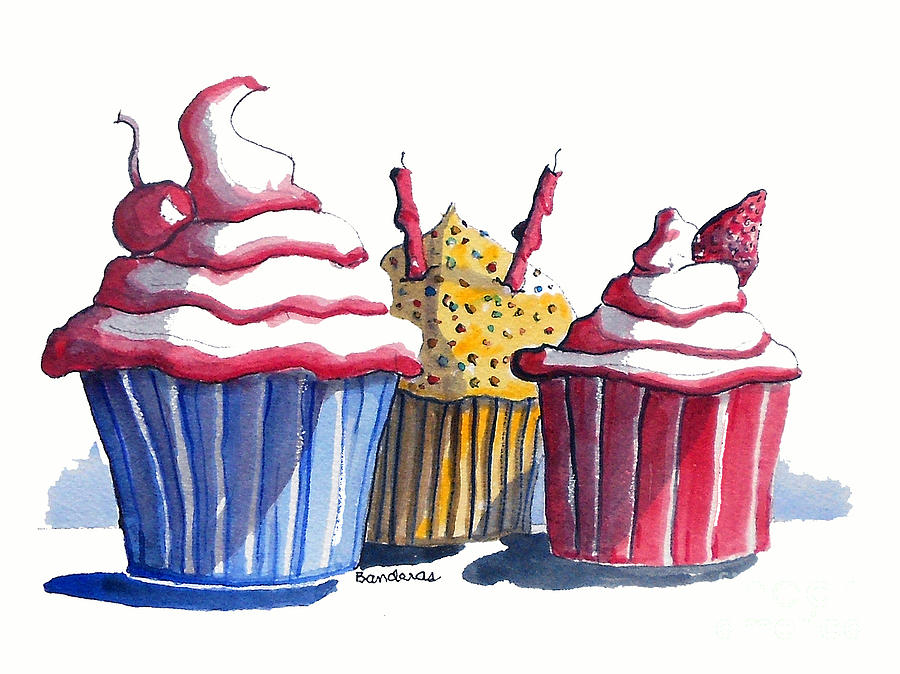 Everyone Loves Cupcakes Painting by Terry Banderas
