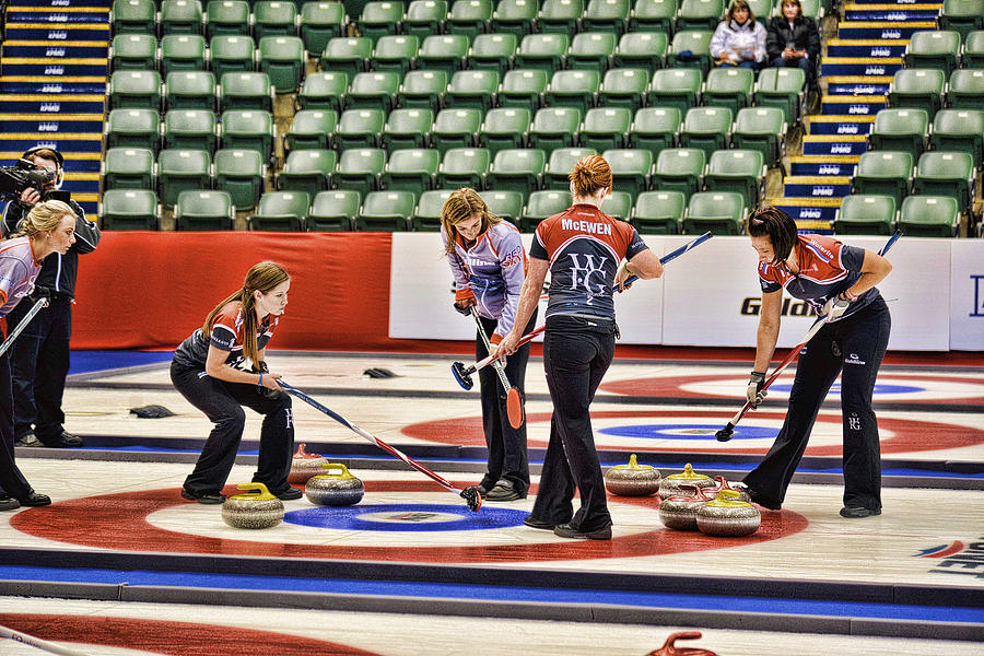 Curling Photograph - Everyone Watch the Rock 1 Jones and Muirhead by Lawrence Christopher
