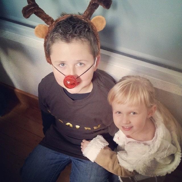 Christmas Photograph - Evey And Her Big Brother Rudolf! by Chris Morgan