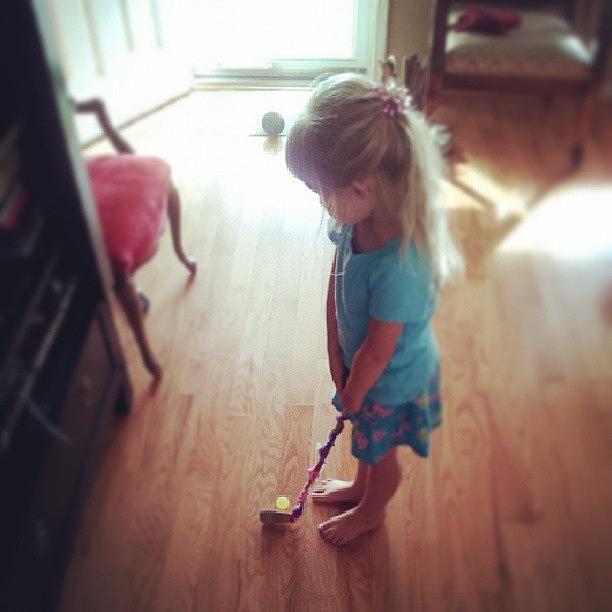 Golfer Photograph - Evey And Her Diy Golf Club Made From A by Chris Morgan