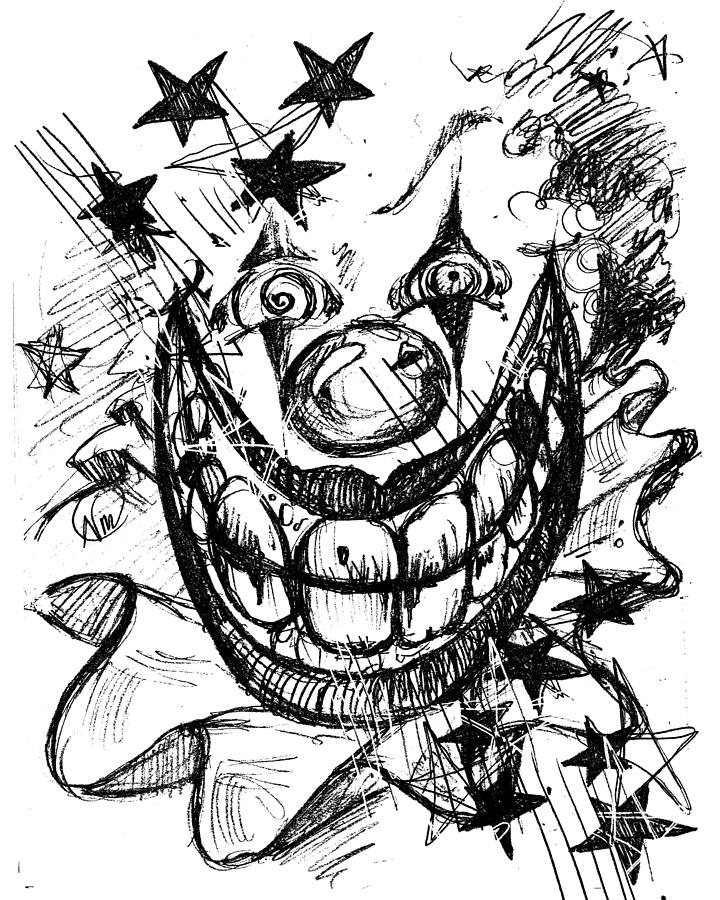 Evil Clown Drawing · Creative Fabrica