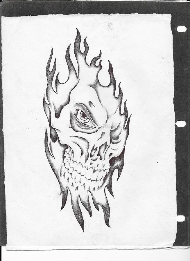 Evil Flame Drawing by Michael Martinez