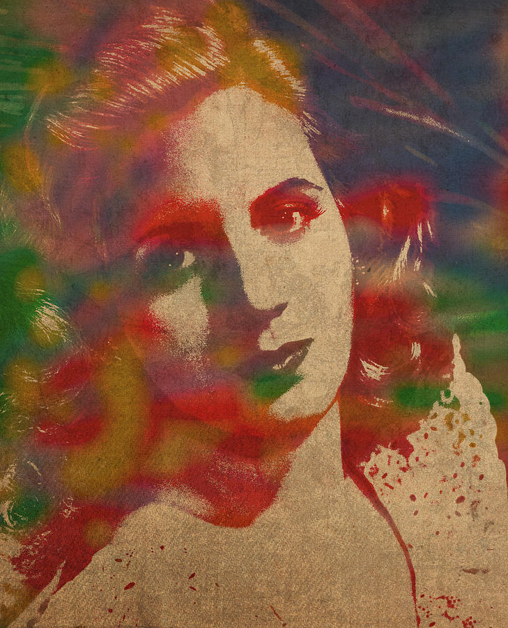 Portrait Mixed Media - Evita Eva Peron Watercolor Portrait on Worn Distressed Canvas by Design Turnpike