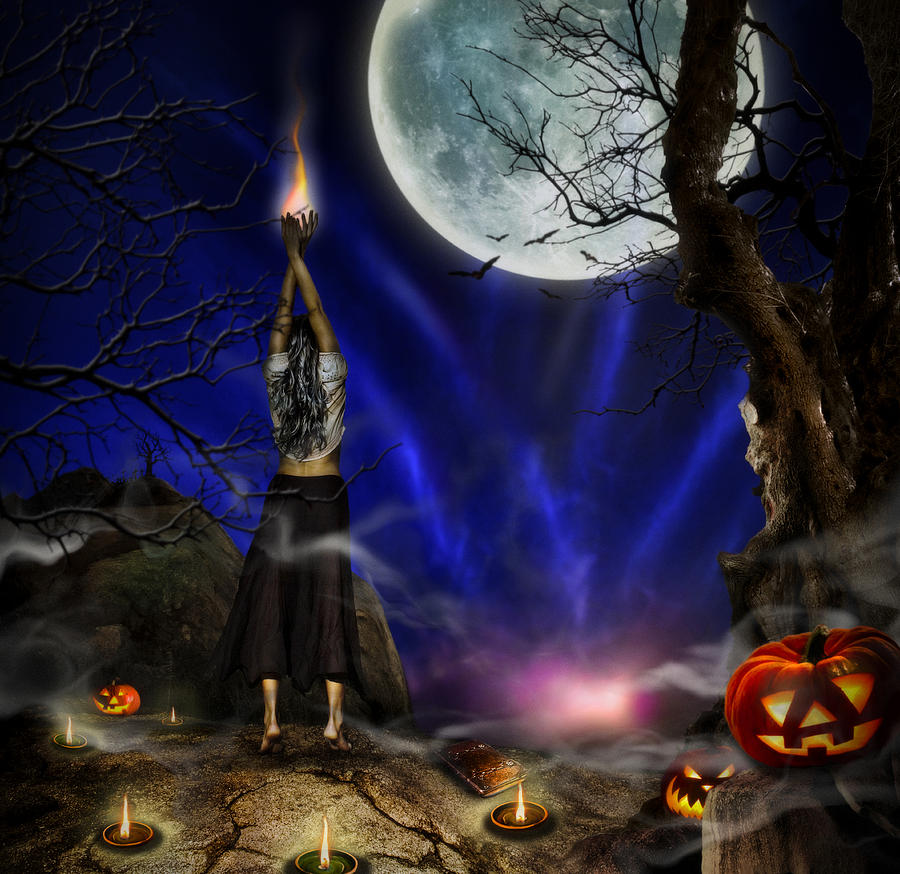 Evocation in Halloween Night Digital Art by Alessandro Della Pietra