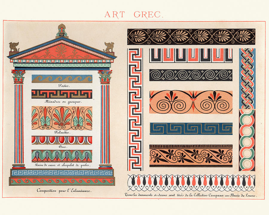 Examples of Ancient Greek Classical Decorative Design Drawing by Duncan1890