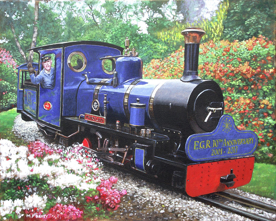 Flower Painting - Exbury Steam Railway 10th Anniversary  by Martin Davey