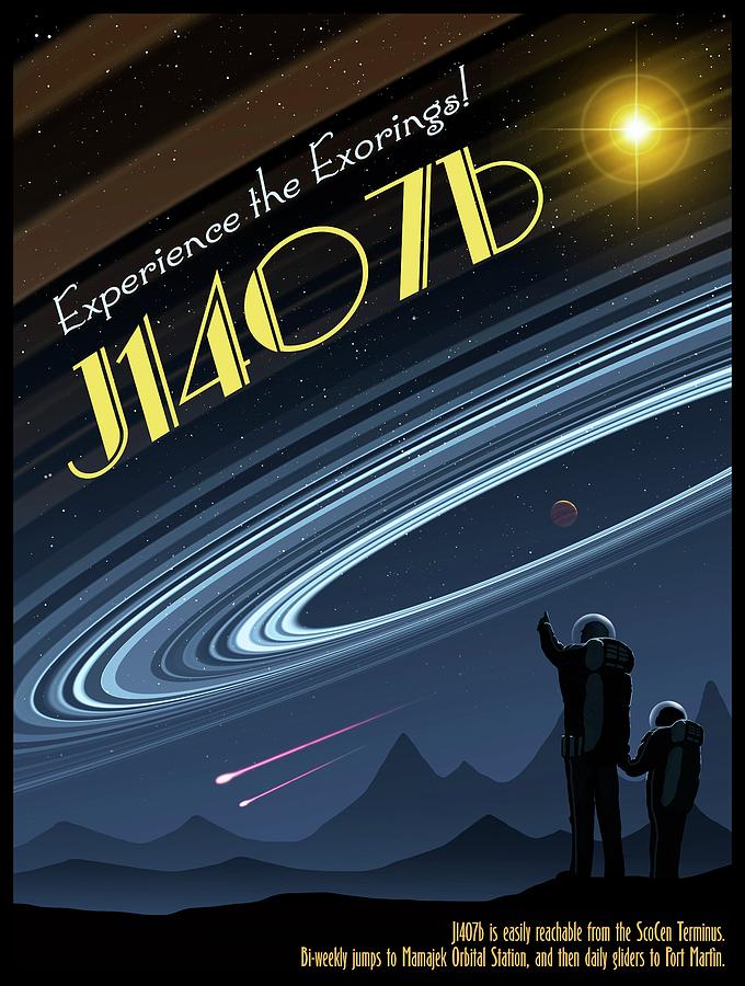 Space Photograph - Exoring J1407b - Travel Poster by Mark Garlick