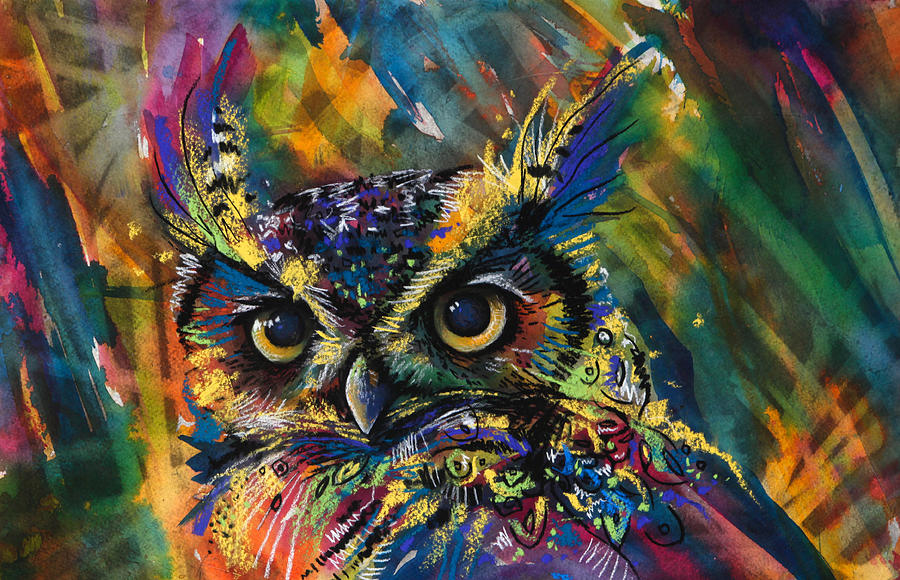 Owl Drawing - Expanding Consciousness by Sharlena Wood