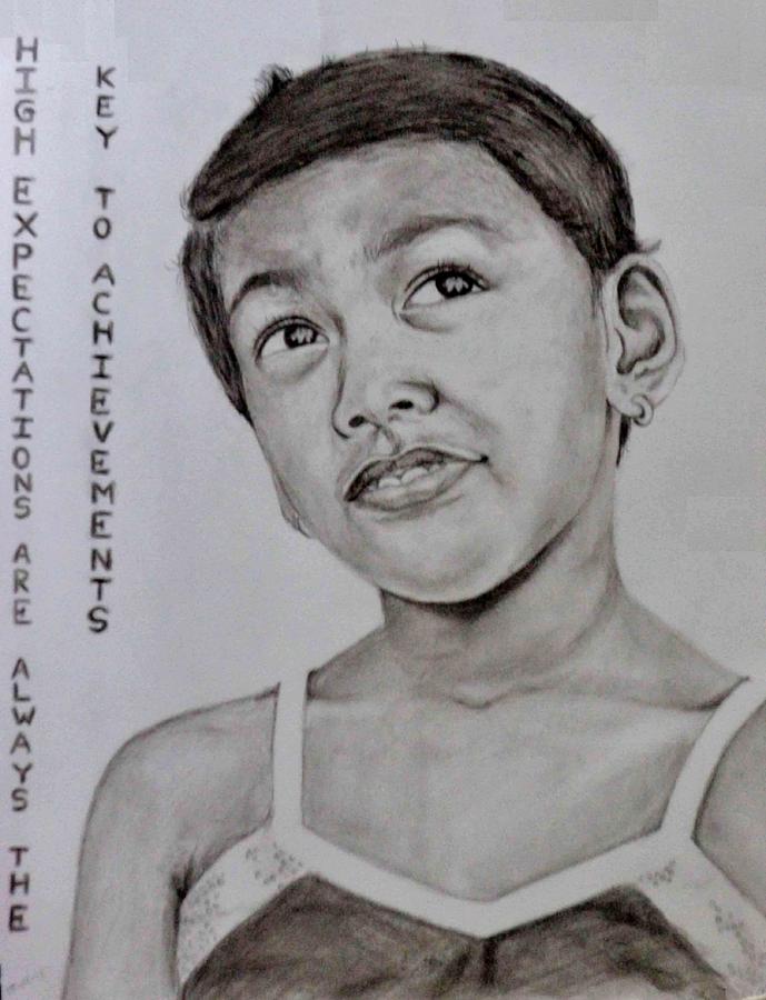Portrait Drawing - Expectations by Bindu N