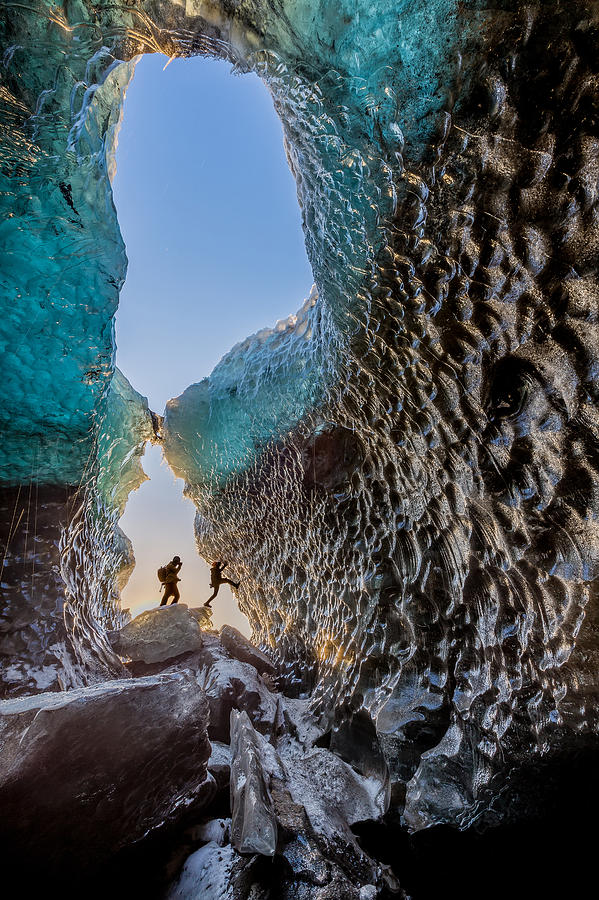 Nature Photograph - Exploring An Ice Cave by Panoramic Images